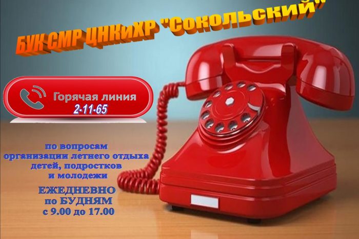 В ЦНКиХР «Сокольский» работает телефон горячей линии по организации летнего отдыха детей, подростков и молодежи